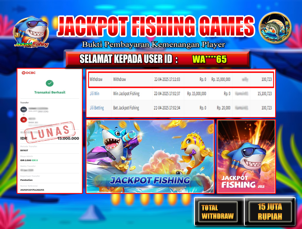 BRI303 JACKPOT FISHING GAMES 22 APRIL 2025